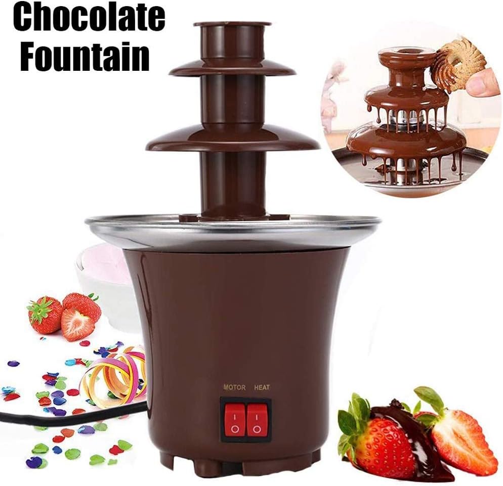 New Mini Chocolate Fountain Three Layers Creative Design Chocolate Melt With Heating Fondue Machine DIY Mini Waterfall Hotpot