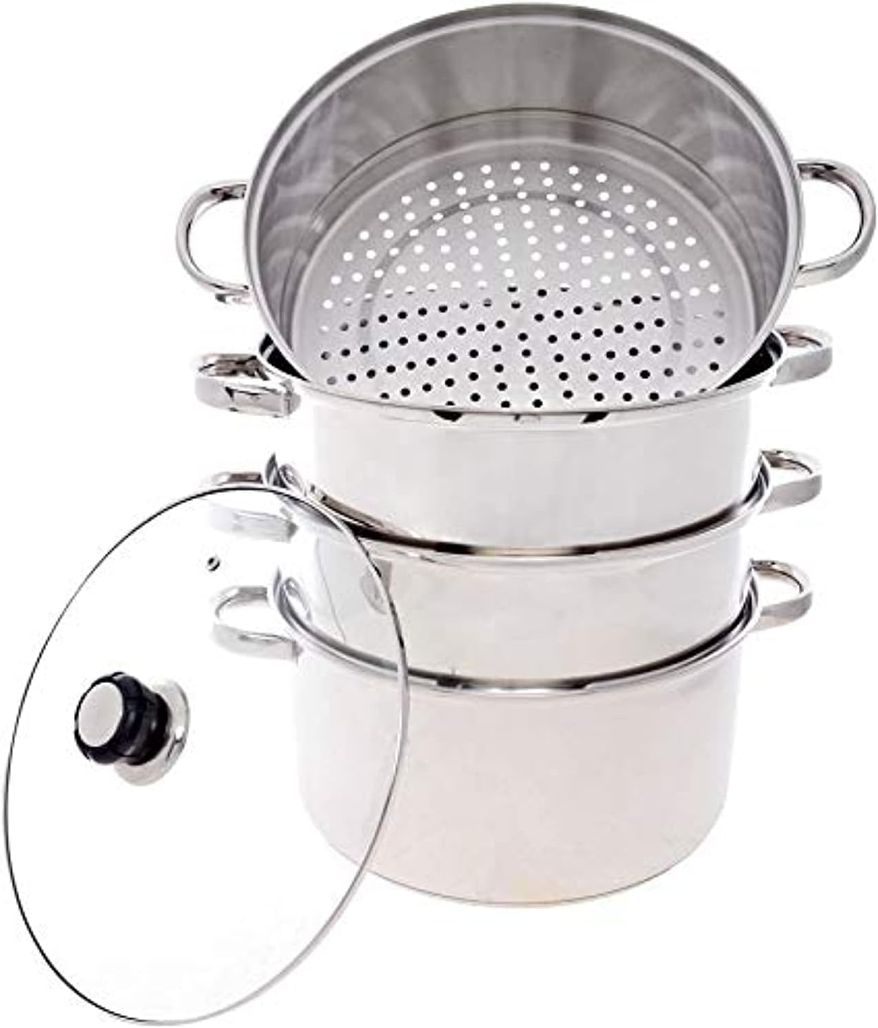 Wilson stainless steel 4-tier steamer with glass lid, silver cs-20