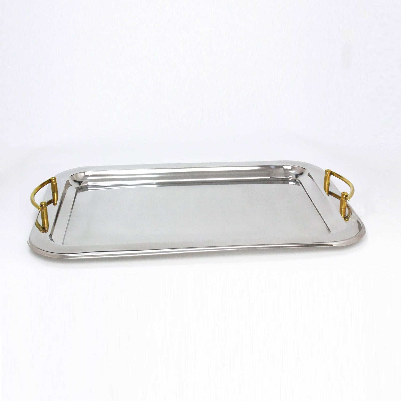 Blackstone Stainless Steel Serving Tray With Gold Handle (33X46 CM)