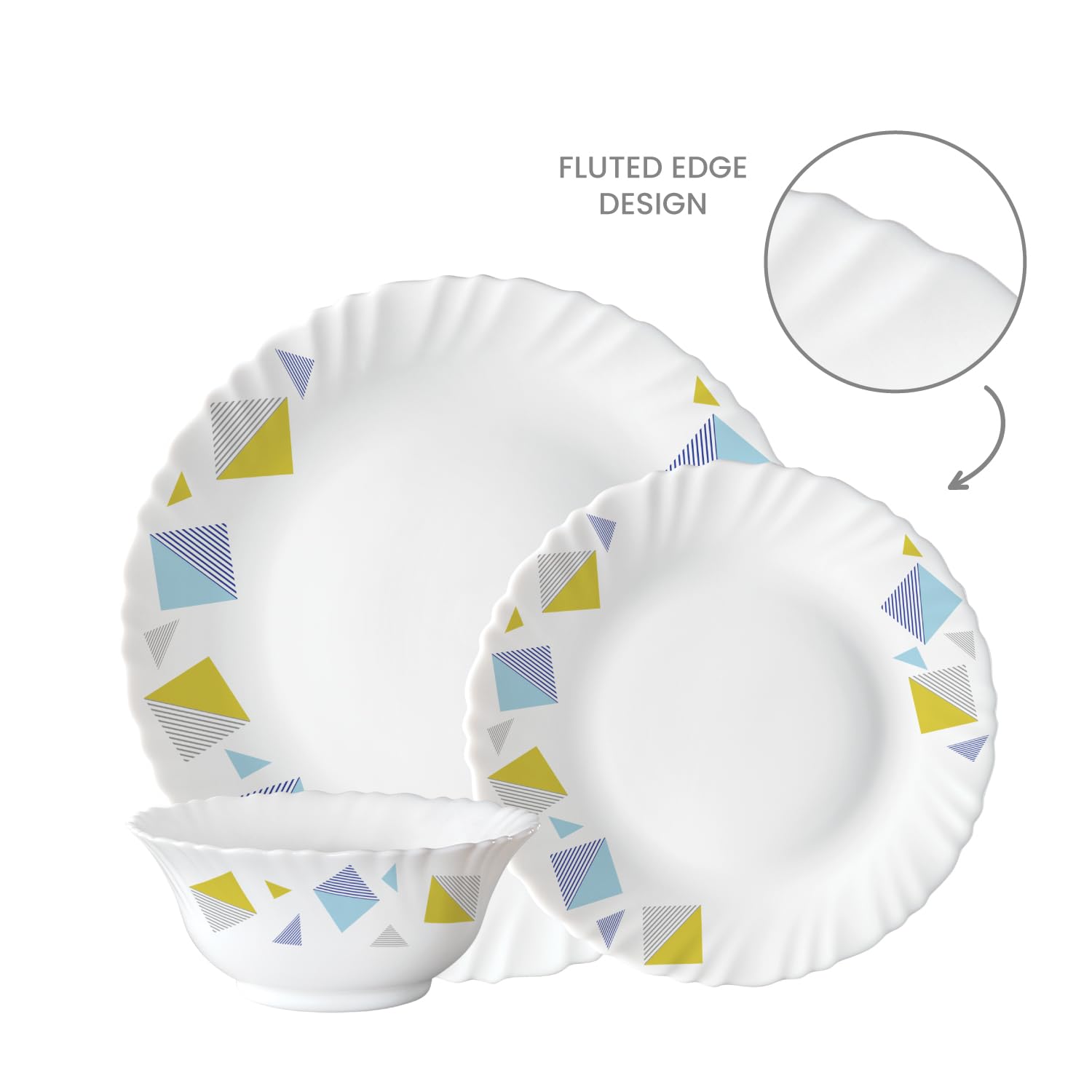 BOROSIL LARAH PLANO OPAL DINNER SET, TIRANA, 12DSPL01-TI, 12 PC SET (4 x Dinner Plate; 4 x Side Plate; 4 x Bowl)