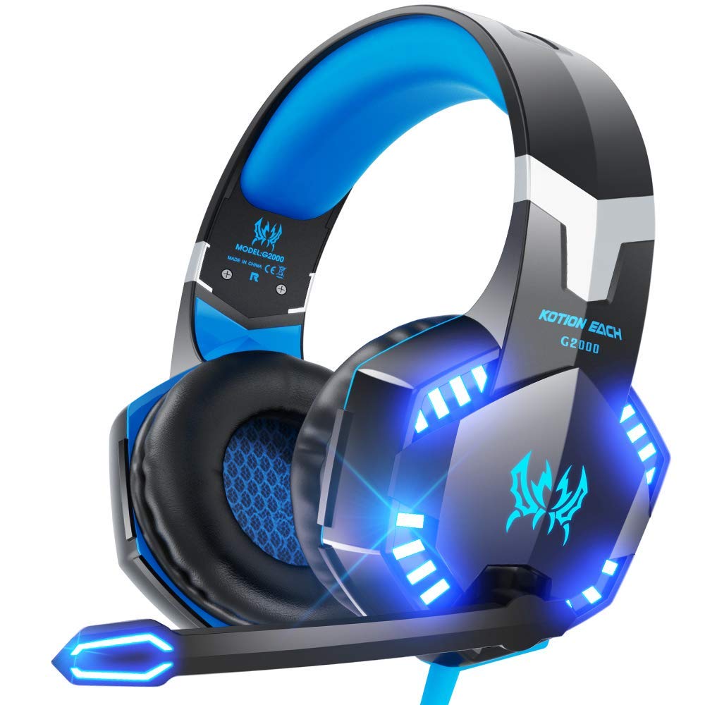 Ntech G2000. Gaming Headset for PS5, PS4, PC, Xbox. One, Surround Sound Over Ear Headphones with Mic, LED Light for Mac Laptop Switch PlayStation. Xbox. Series X/S, Wired