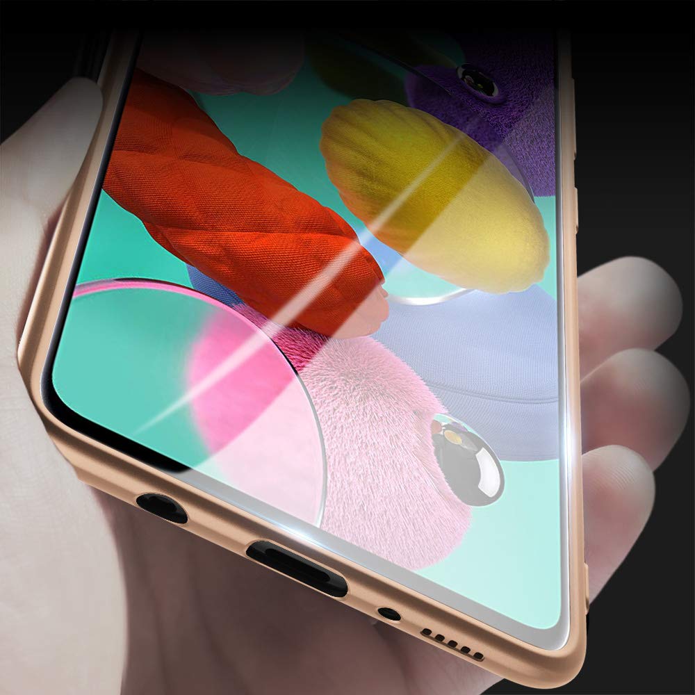 X-level Samsung Galaxy A51 Case Thin Soft Flexible TPU Ultra-Slim Fit Matte Finish Coating Grip Full Protective Mobile Phone Cover for A51-Gold