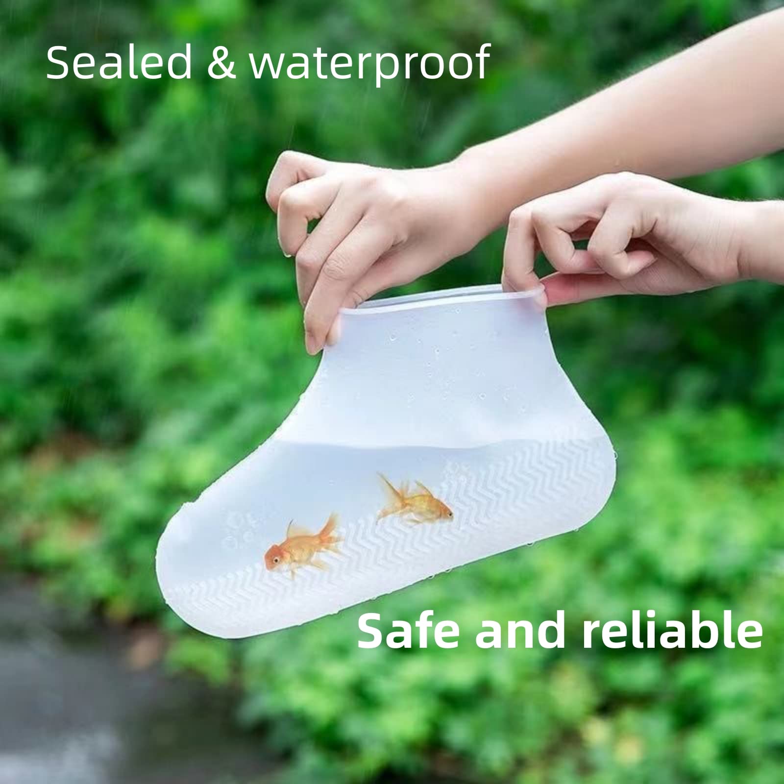 HONPOLO Rain Shoe Cover Male & Female Silicone Shoe Cover Waterproof Rainy Day Thickened Non-Slip Wear-Resistant Bottom Outdoor Rain Boots, Foldable & Portable Tire-Like Texture Lightweight