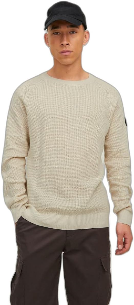 Jack & Jones mens Classic Waffle Knit Crew Neck Sweater (pack of 1)