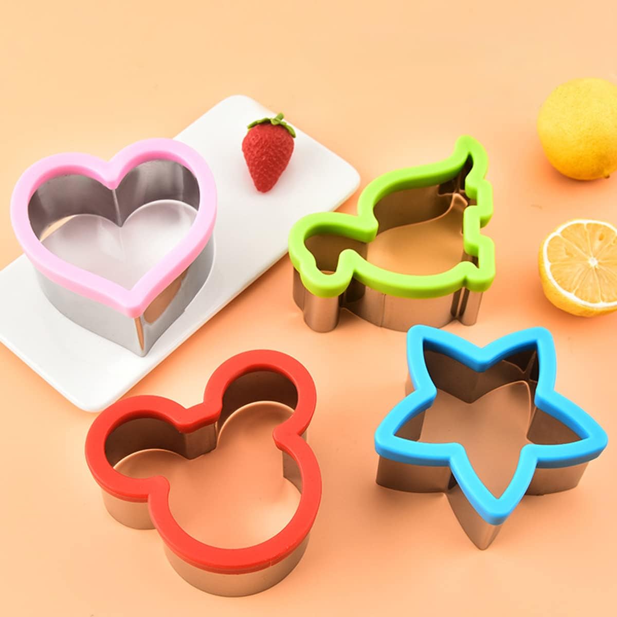 ECVV 12Pcs Stainless Steel Sandwich Cookie Cutters Set Mini Vegetable Fruit Cutters Food Grade Cookie Cutter Mold for Kids Food Decoration Tools for Kitchen