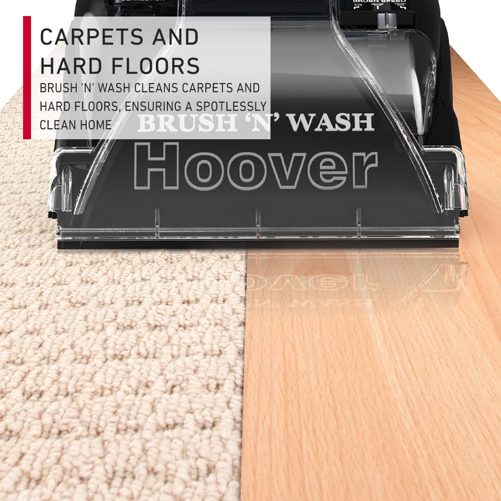 Hoover F5916 Brush & Wash 2 In 1 Carpet Washer & Hard Floor Cleaner, Spin Scrub Brush And Twin Tank Technology For Home, Office & Majlis Use, Grey, 131355