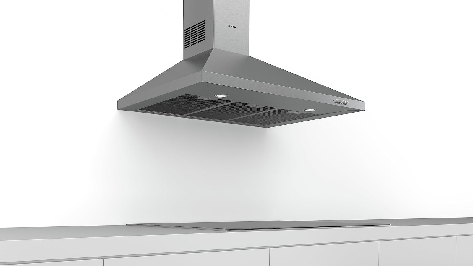 Bosch Serie | 2, 90 cm Wall-mounted cooker hood Pyramidal Chimney Hood, Stainless Steel - DWP94CC50M