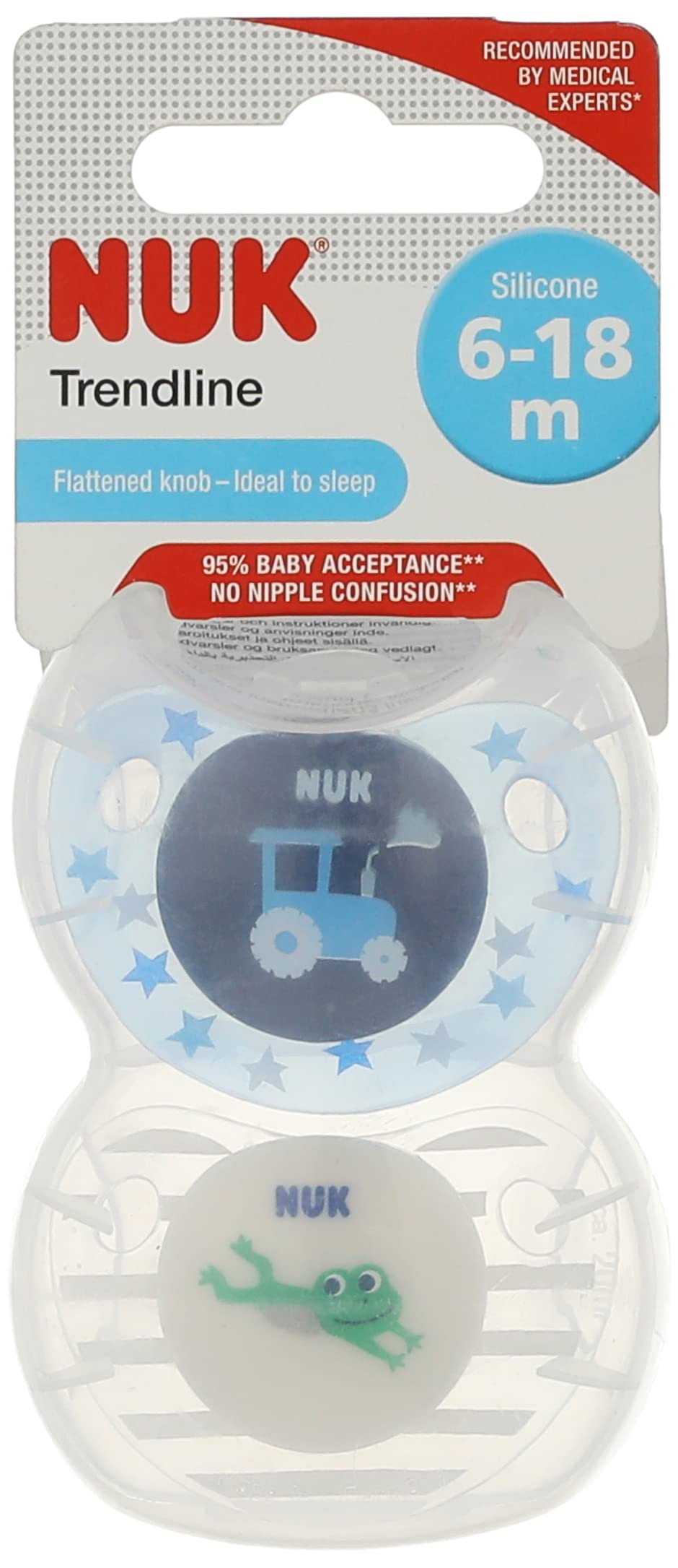 NUK Printed Silicone Soother, 6 to 18 Months - 2 Pieces