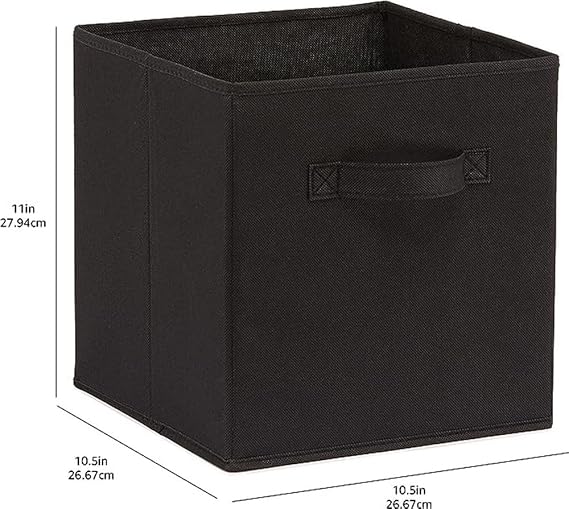 Amazon Basics Collapsible Fabric Storage Cubes Organizer with Handles, 26.67 x 26.67 x 27.94 centimeters,  - Pack of 6