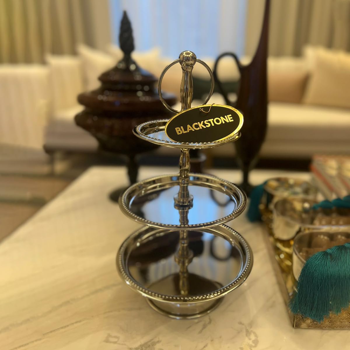 BLACKSTONE Stainless Steel Tray Dessert Stand Pastry Stand Cake Stand Serving Platter Serving Plate Tray (2 TIER)