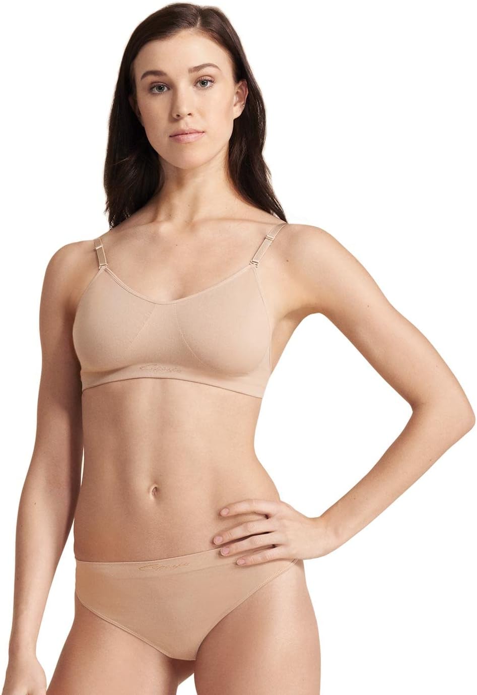 Capezio womens Seamless Clear Back Bra With Transition Straps Bra