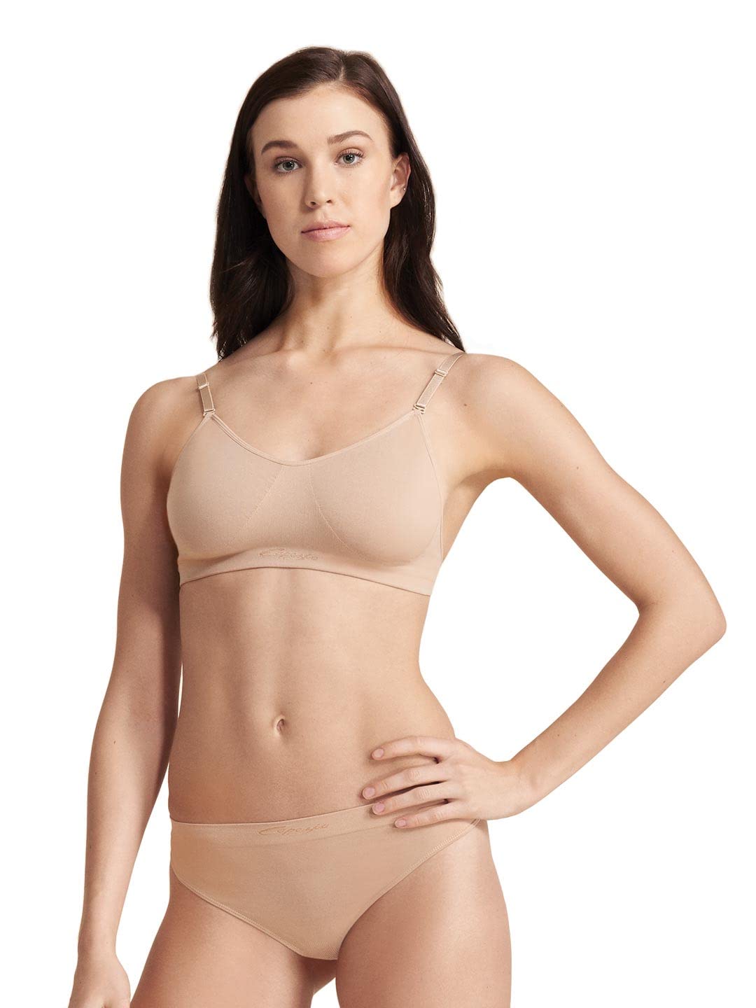 Capezio womens Seamless Clear Back Bra With Transition Straps Bra