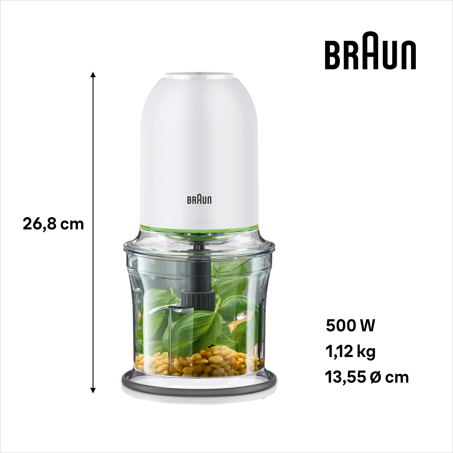 Braun MultiPractic 3 Chopper and Mincer | 2 Speed | 500 Watts | 500ml Bowl Capacity | Quad Blade System for Chopping | Ice Crushing | Mincing | Grinding | Pureeing - CH 3011 - White