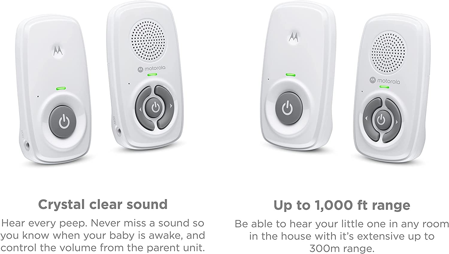 Motorola Nursery Digital Audio Baby Monitor with High Sensitivity Microphone for Infants/Kids-White