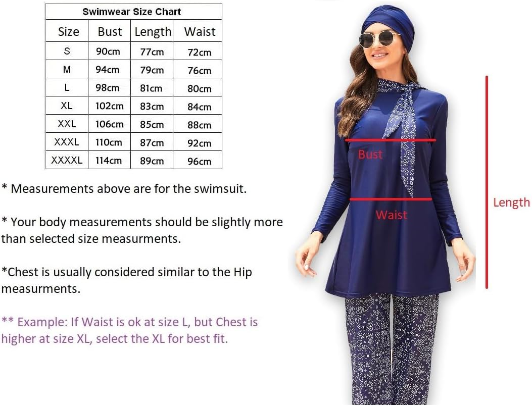 Modest Swimsuits for Women and Girls Straight Design Full Body Cover Three Pieces Maximum Ultraviolent Sun Protection UPF50