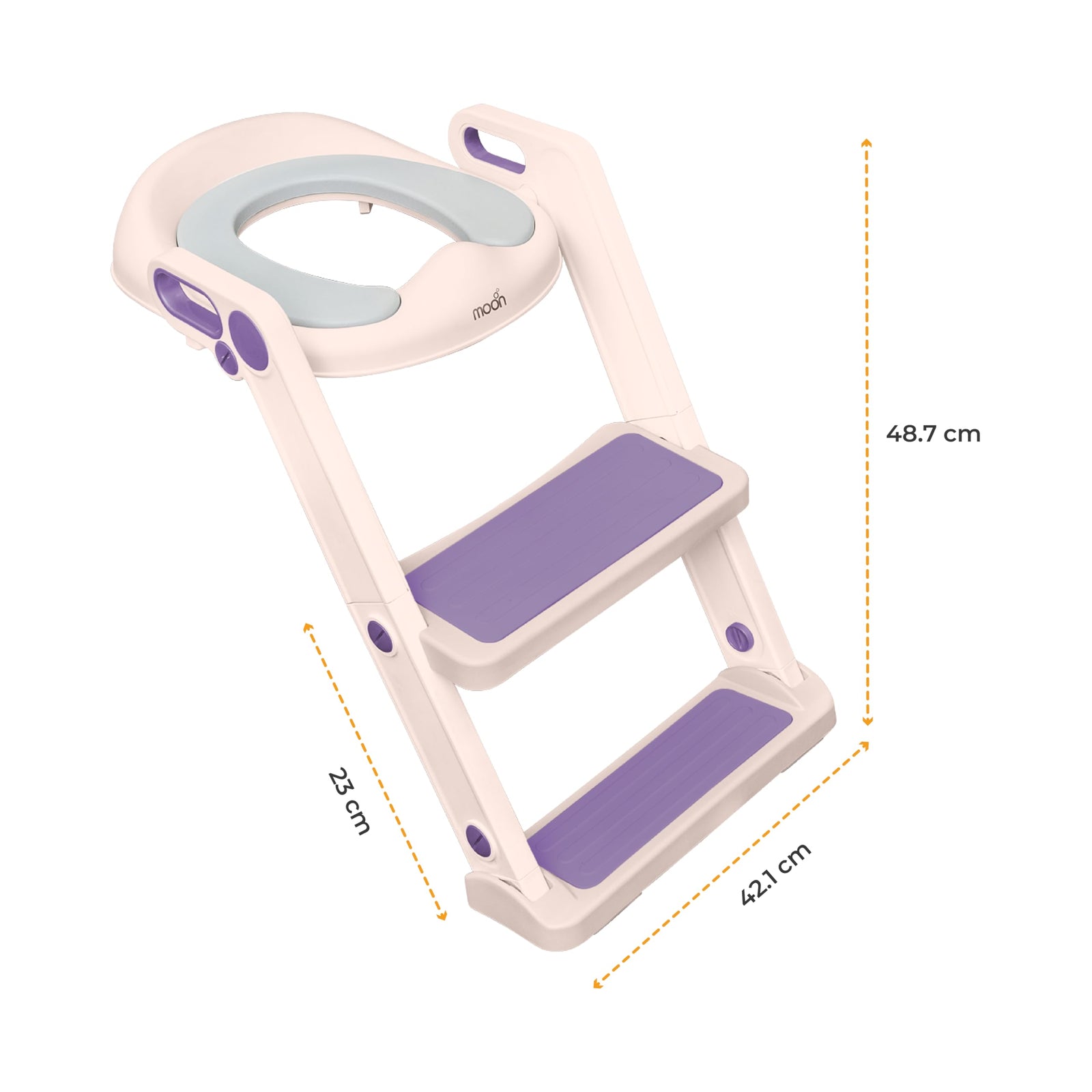 MOON Kids Step Stool Potty Trainer Seat-Safe, Durable - Foldable Potty Training Seat|PU Seat Cushion | Armrests| AntiSlip Pads| SplashProof & Easy to Clean |Fit Most Toilet Seats-Pink and Purple