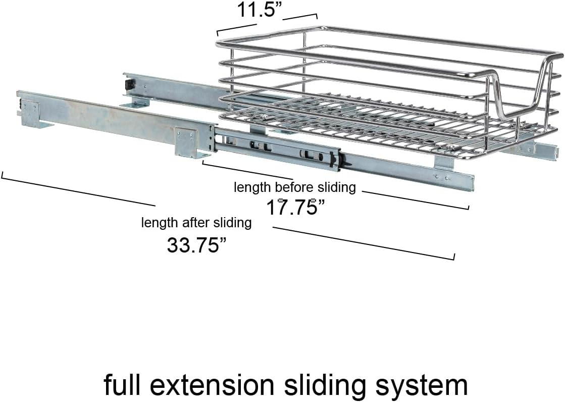 Household Essentials C1217-1 Glidez منظم منزلي - رف خزانة قابل للسحب - كروم - عرض 11.5 بوصة