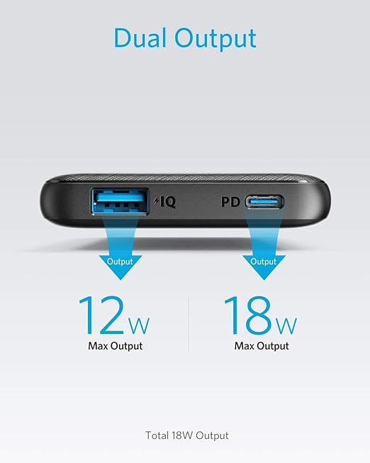 Anker A1231H12 PowerCore Slim Power Bank, 10000 mAh - Black, Without cable - 18 Months Local Warranty