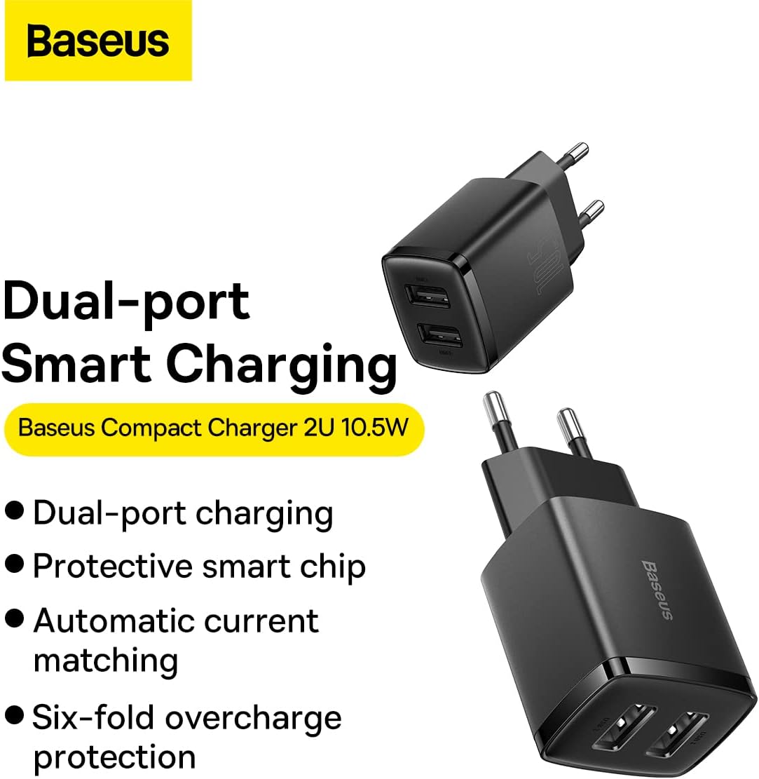 Baseus Compact Charger 2U 10.5W EU Black