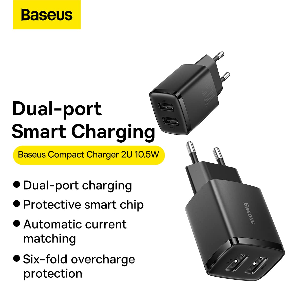Baseus Compact Charger 2U 10.5W EU Black