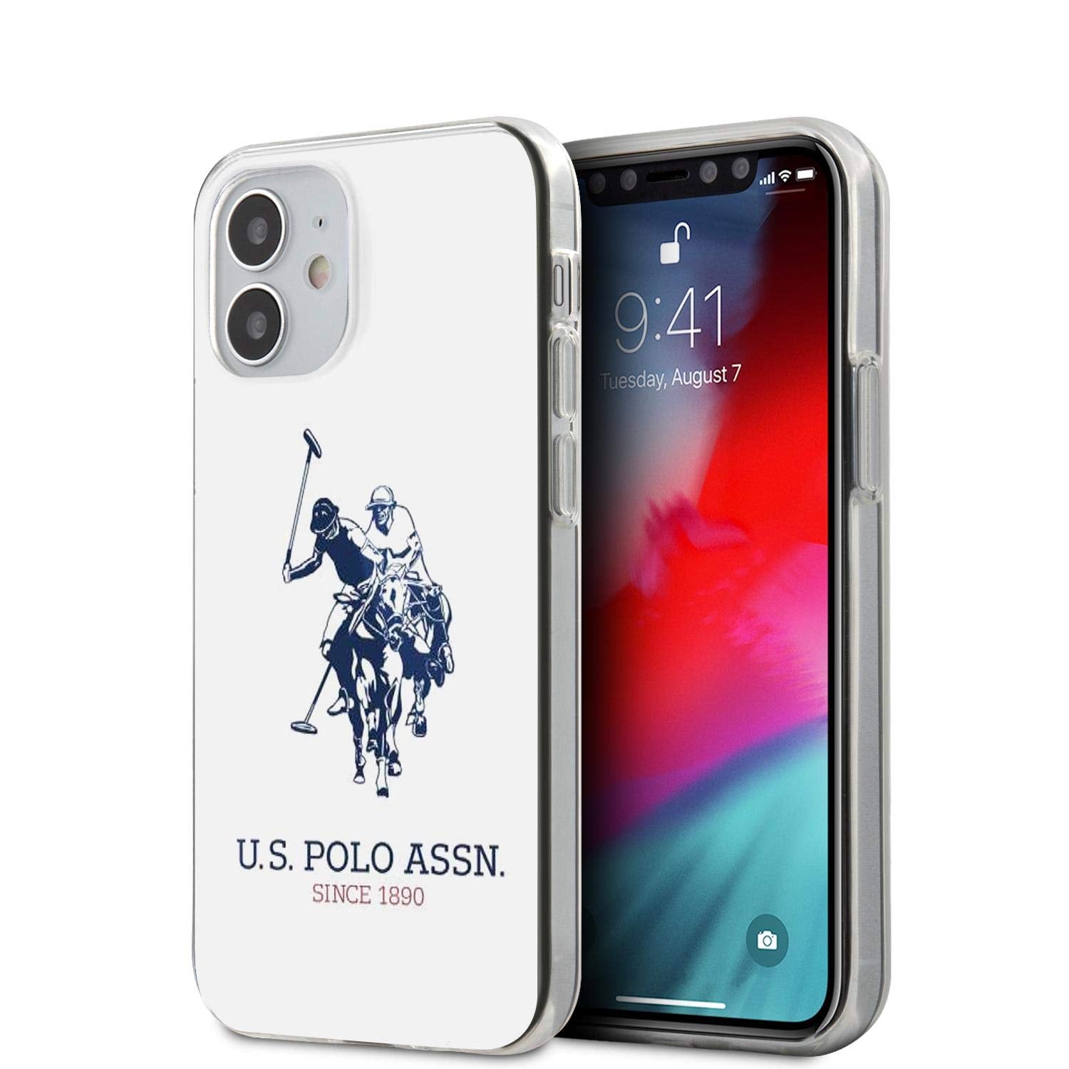 USPA PC/TPU Shiny HC Big Double Horse Logo iPhone Protective Case for your Mobile - White (iPhone Mini)