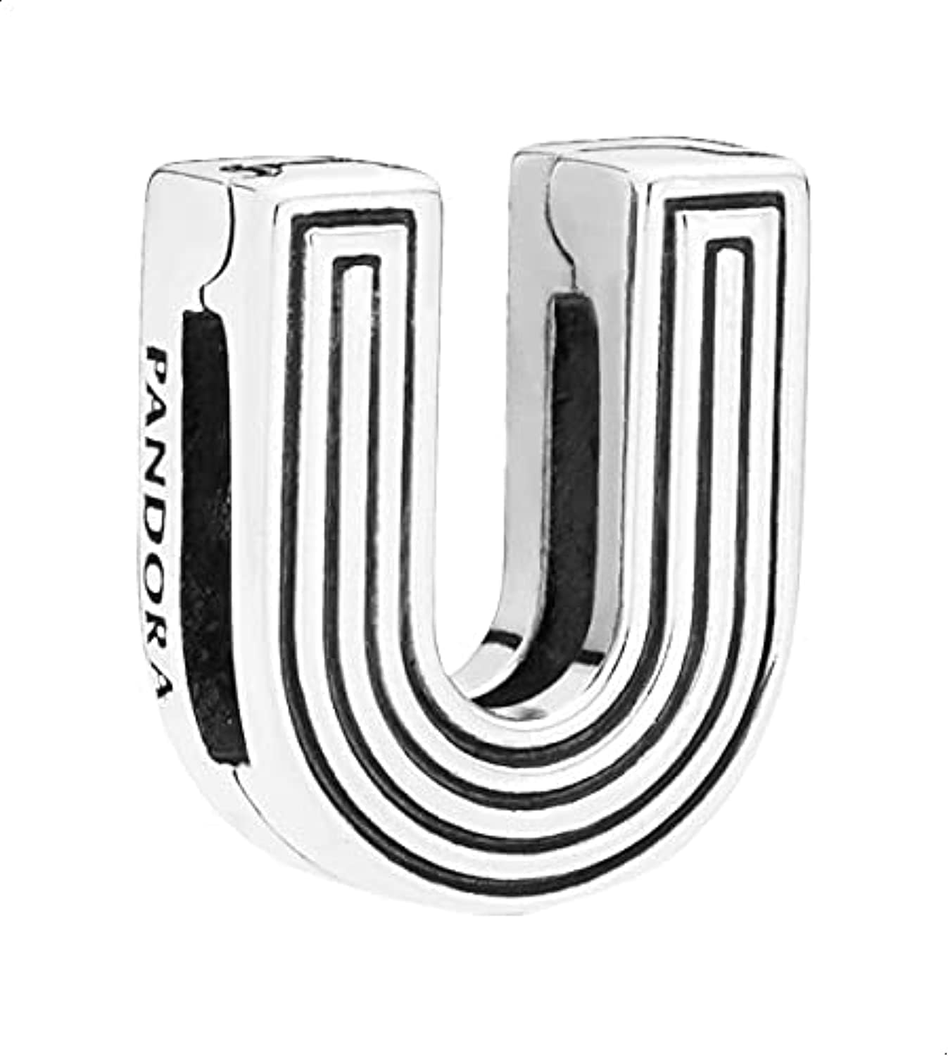 Pandora 925 Sterling Silver U-Letter Shaped Clip Charm for Women - Silver