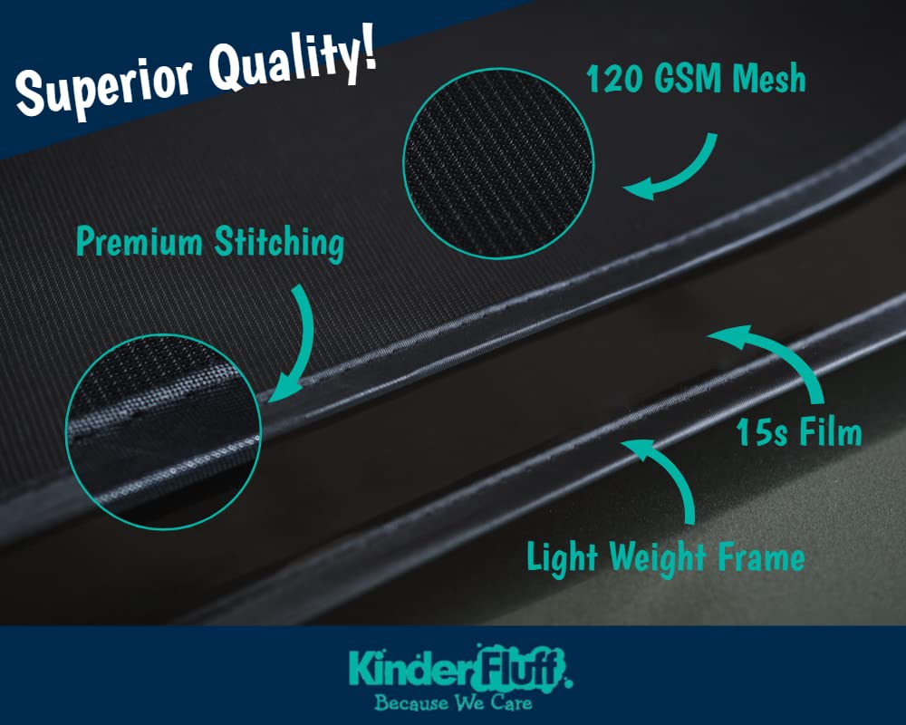 Kinder Fluff Car Window Sun shade (4X)-The Only Certified Car Sun Shade to Block 99.79% of UVA & 99.95% UVB-Sun Shade for Car Side Window For Baby-Pilot Level Protection for Aircraft, SUV, Van & Cars