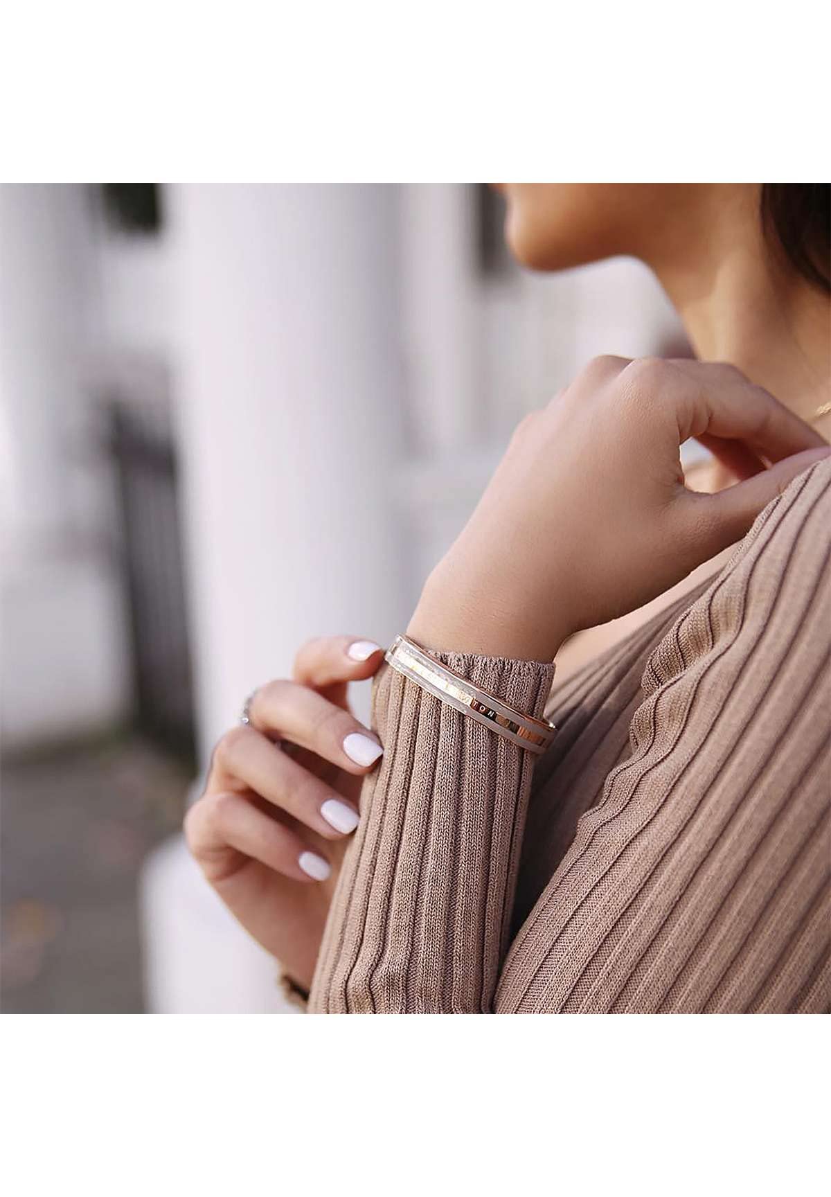 Daniel Wellington Stainless Steel Two-Tone Unisex Cuff Bracelet - Desert Sand/Rose Gold