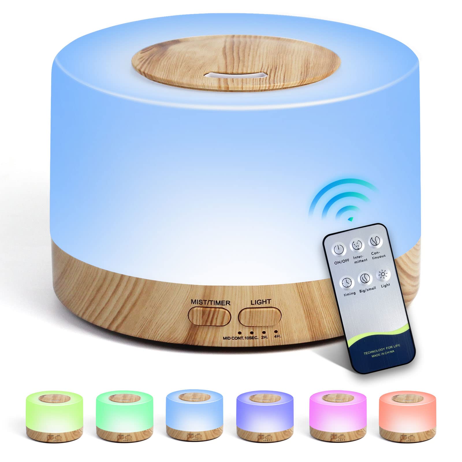 SKY-TOUCH Essential Oil Aroma Diffuser 700ml, Upgraded Aromatherapy Diffuser with 4 Timer and 7 Color Lights, Cool Mist Humidifier with Auto Shut-off Function, Diffuser for Home Bedroom Office