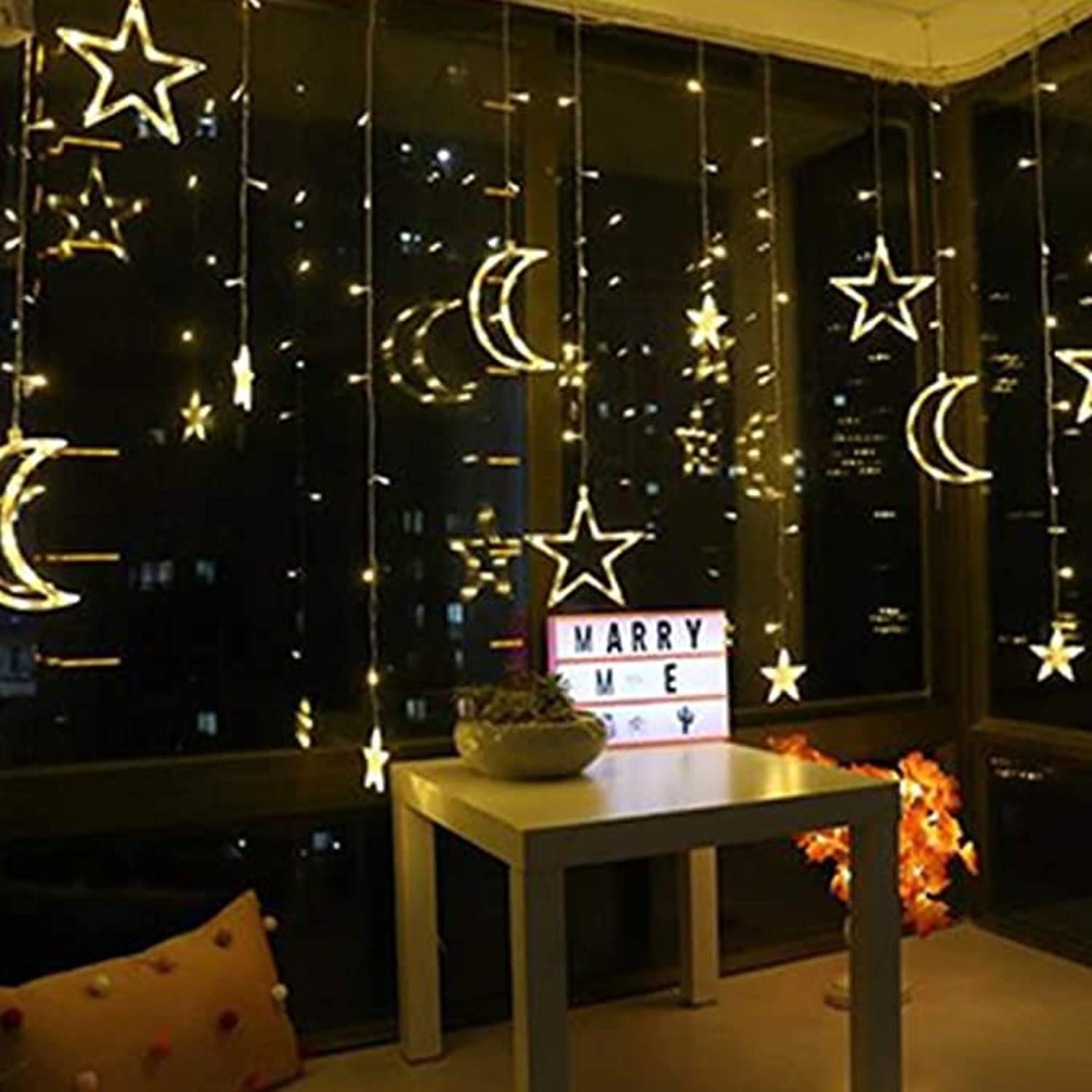 Showay Ramadan Decoration Lights, Moon And Stars And Serial Lights, 3.5M Ramadan Lights, Yellow, Lc-138Lght-1