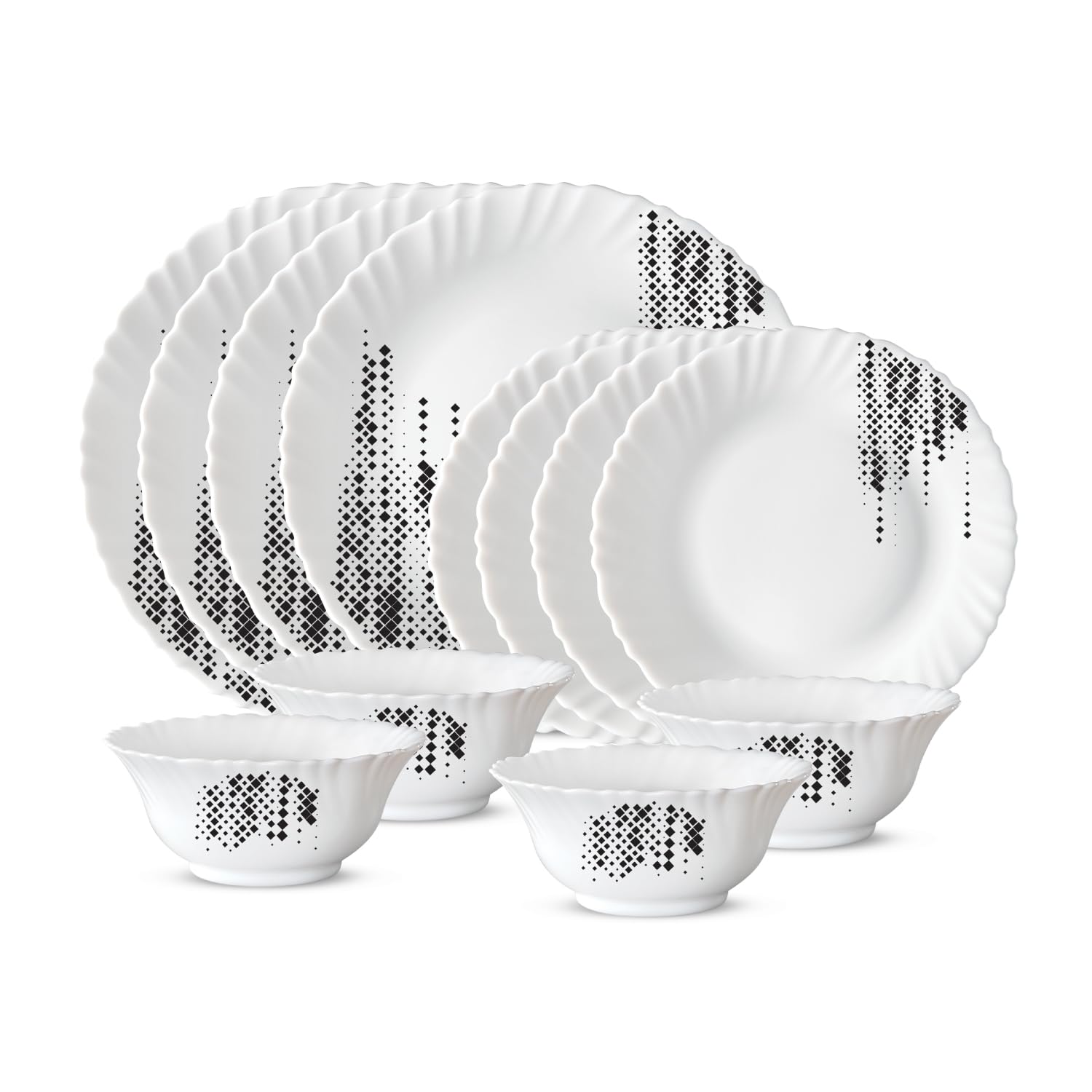 BOROSIL LARAH PLANO OPAL DINNER SET, SLATE, 12DSPL01-SL, 12 PC SET (4 x Dinner Plate; 4 x Side Plate; 4 x Bowl)