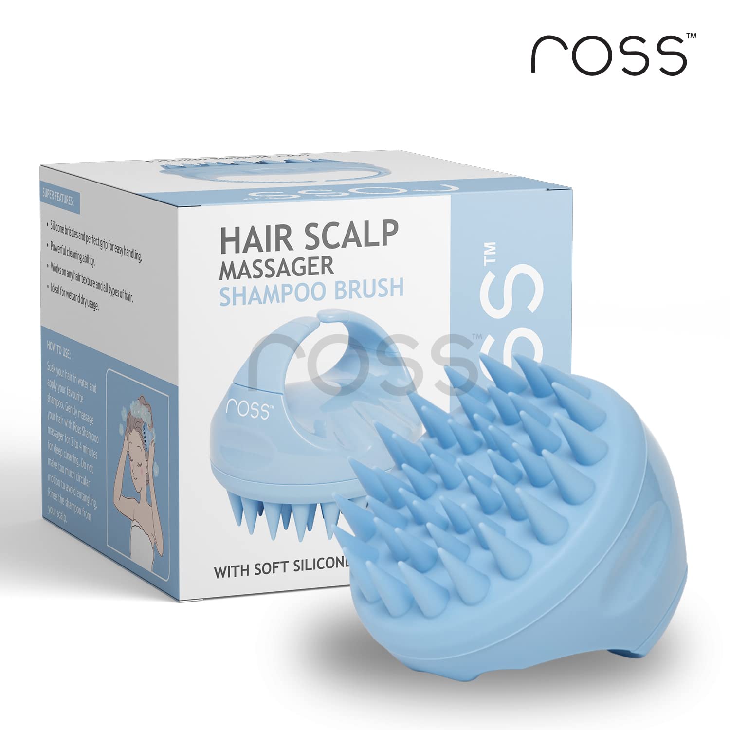 Ross Hair Scalp Massager Shampoo Brush with Soft Silicone Bristles