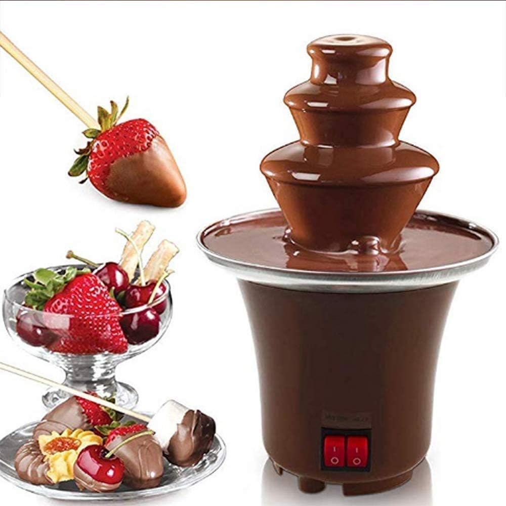 New Mini Chocolate Fountain Three Layers Creative Design Chocolate Melt With Heating Fondue Machine DIY Mini Waterfall Hotpot
