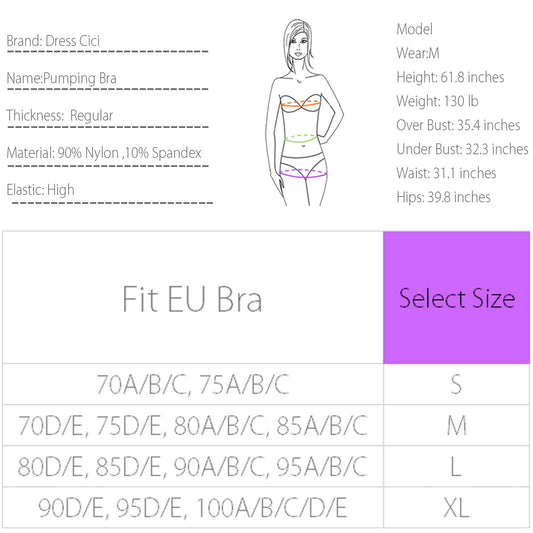 Dress Cici Black Pumping Bra Hands Free Breast Pump Bra 2-PACK Asia Size M Fit EU Bra 70D/E, 75D/E, 80A/B/C, 85A/B/C