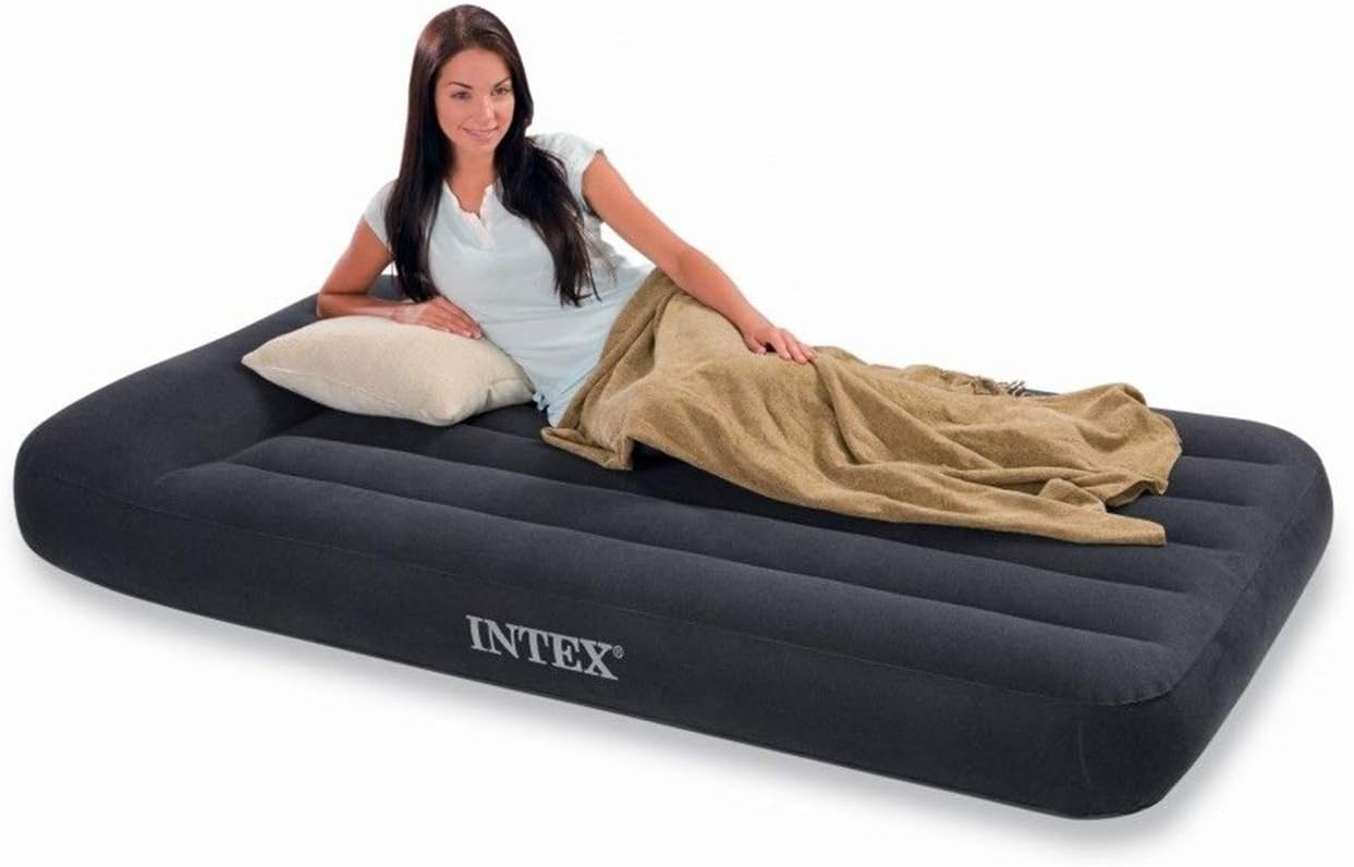 Intex 64141 Dura Beam Pillow Rest Single Mattress with Fiber Tech Technology, No Electric Pump, 99 x 191 x 25 cm, Black California King