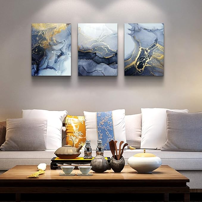 Abstract Wall Decor for Living Room Bedroom Wall Art Paintings Abstract Ink painting Wall Artworks Hang Pictures for Office Decoration, 16x24inch/Piece, 3 Panels Bathroom Home Decorations Posters