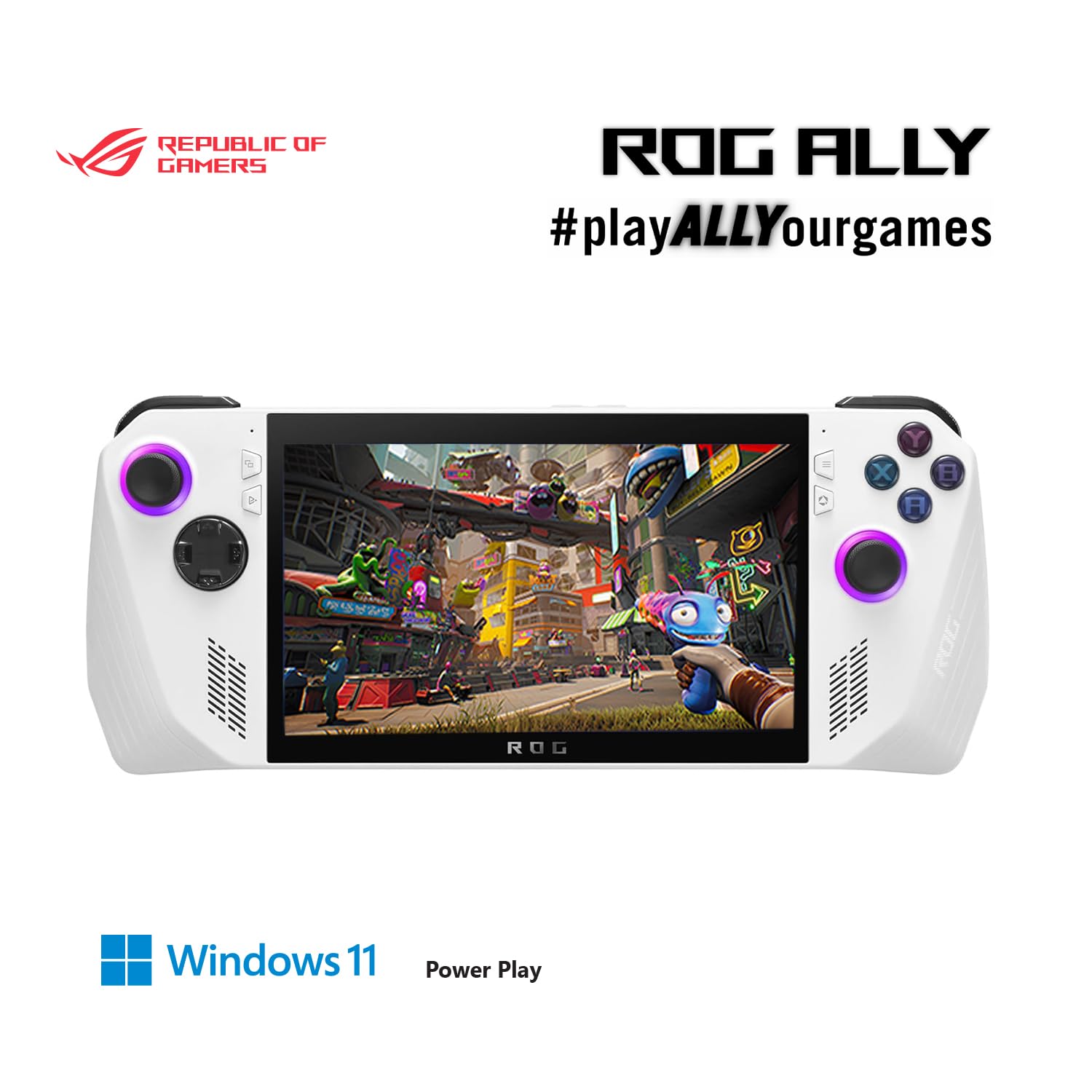 ASUS ROG Ally RC71L-NH019W (White) Gaming Handheld, AMD Ryzen Z1 Processor 16GB 512GB SSD, AMD Radeon, WINDOWS 11 HOME, 7-inch 120Hz/7ms, Gorilla Glass DXC, Touch Screen, Free 3months Xbox game pass.