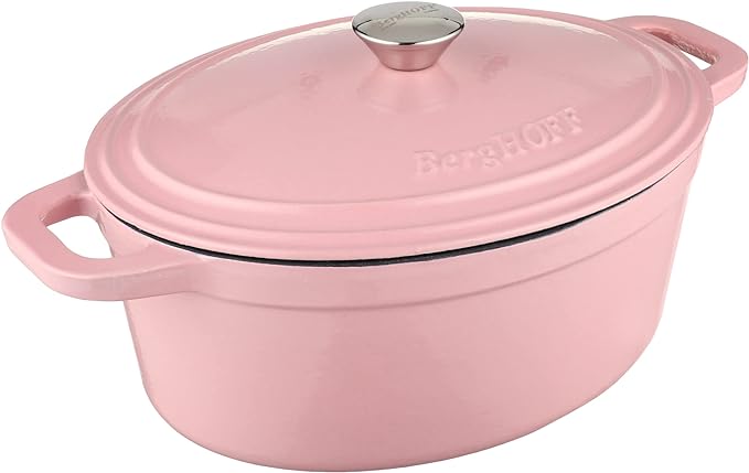 Berghoff - 34cmx25.5cmcast iron oval cov casserole pink