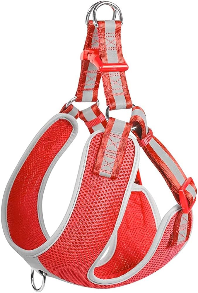 Fida Reflective TQ Adjustable Dog Harness, Lightweight Soft Mesh Small Red