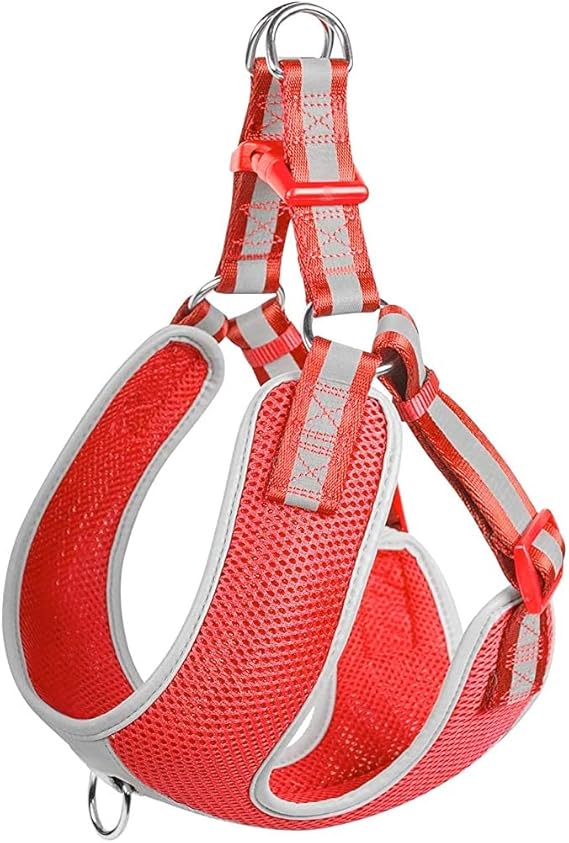 Fida Reflective TQ Adjustable Dog Harness - Lightweight Soft Mesh in Extra Small, Red