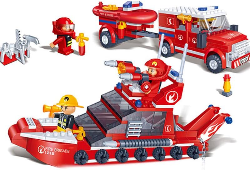 Banbao building blocks fire car and ship set, multi color