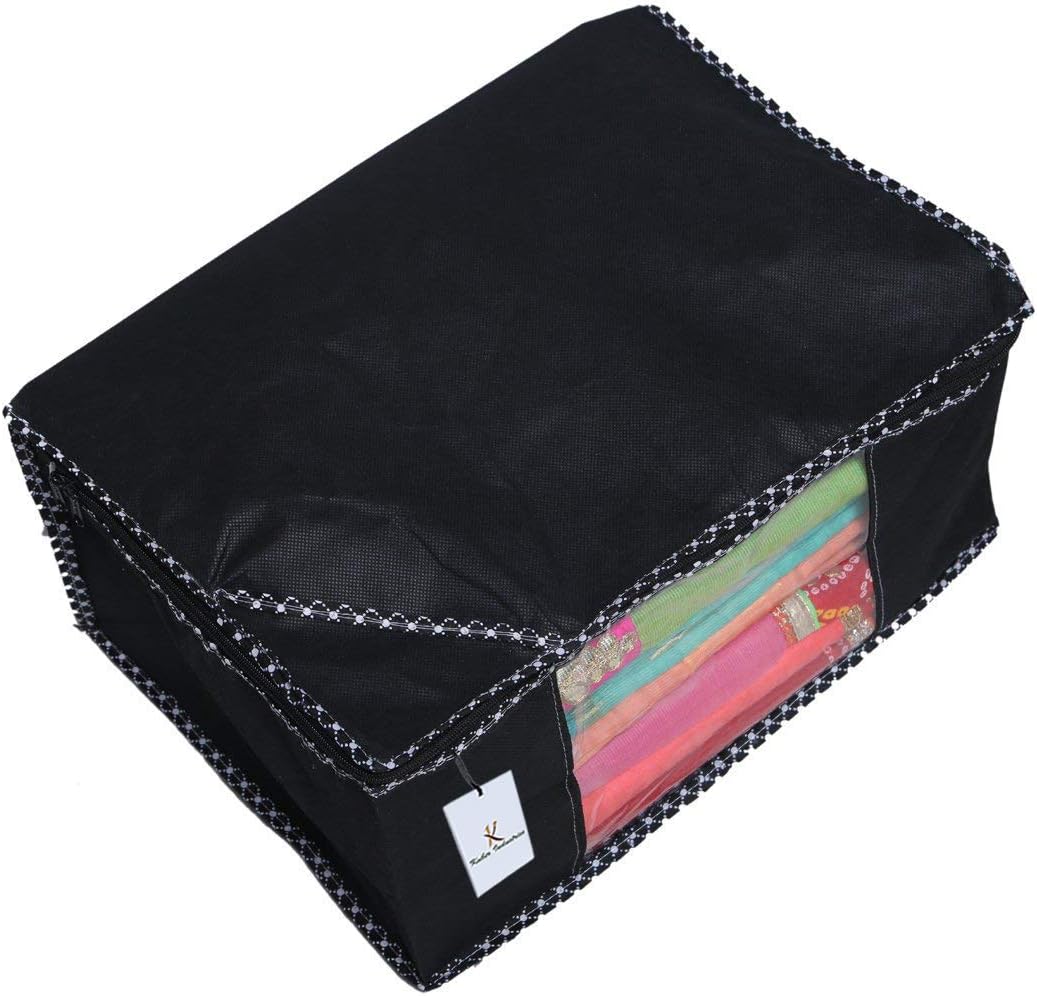 KUBER INDUSTRIES Non-Woven Saree Cover/Storage Bag - Set of 3 (Black) - 9 Inches Height & 90 GSM Fabric (NWC01)