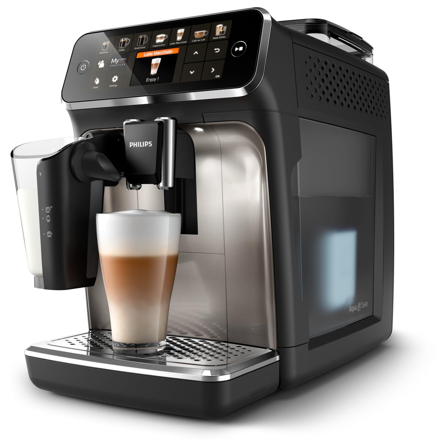 Philips 5400 Series Fully Automatic Espresso Machine - 1500W,12 Beverages, LatteGo Milk Solution, TFT Display - EP5447/90