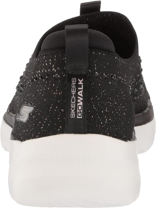 Skechers Womens GO Walk 6 Rhinestone Slip ON Sneaker Shoes, Color Black/Rose Gold, Size 38 EU