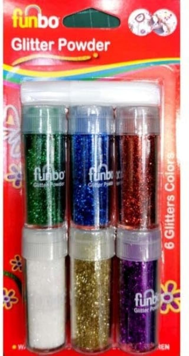 Funbo Glitter Powder 6-Piece Set, 50 g, Neon