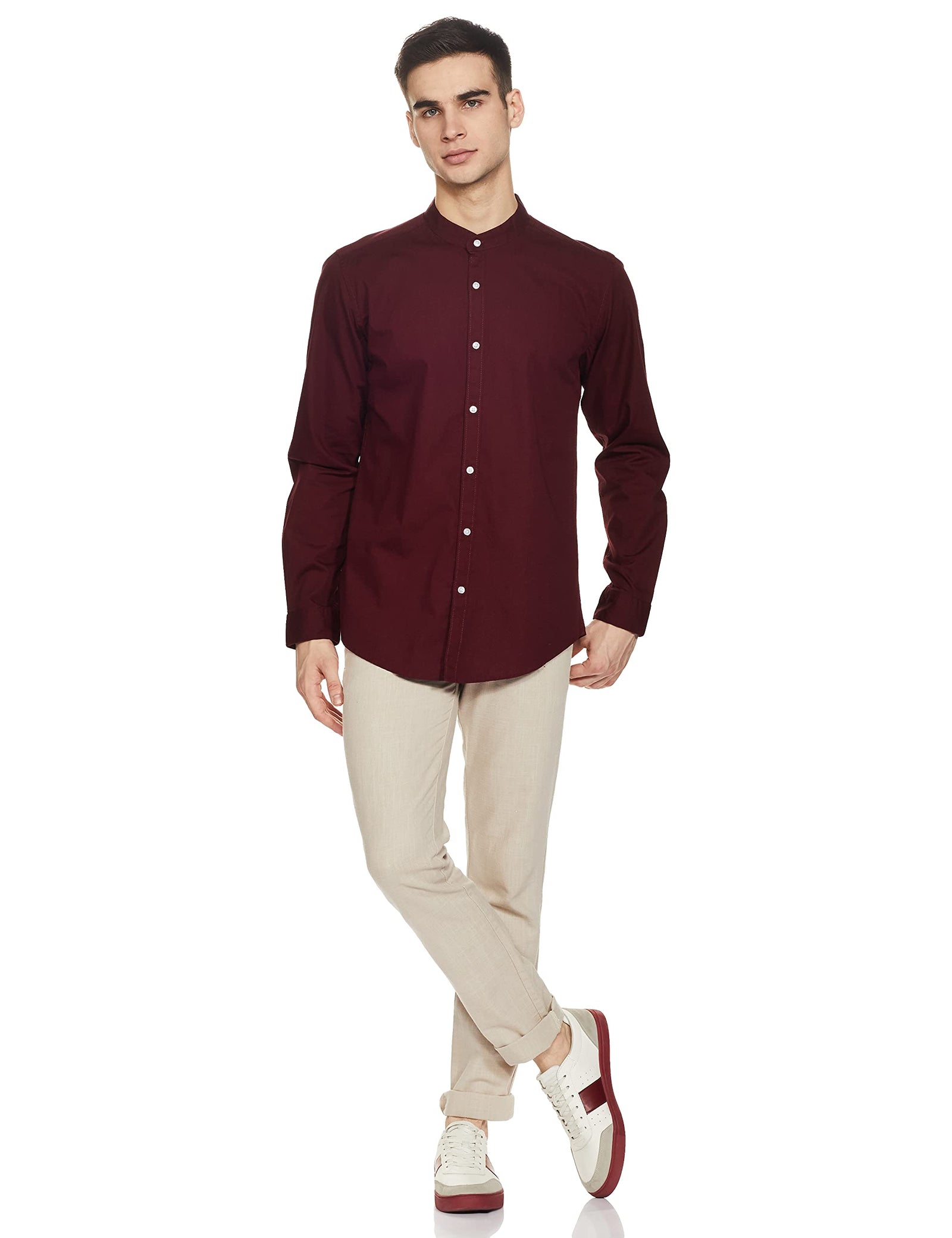 Diverse Men's Solid Slim Shirt (Dcmff06Sc09L03-782A) Color: Maroon Size: L