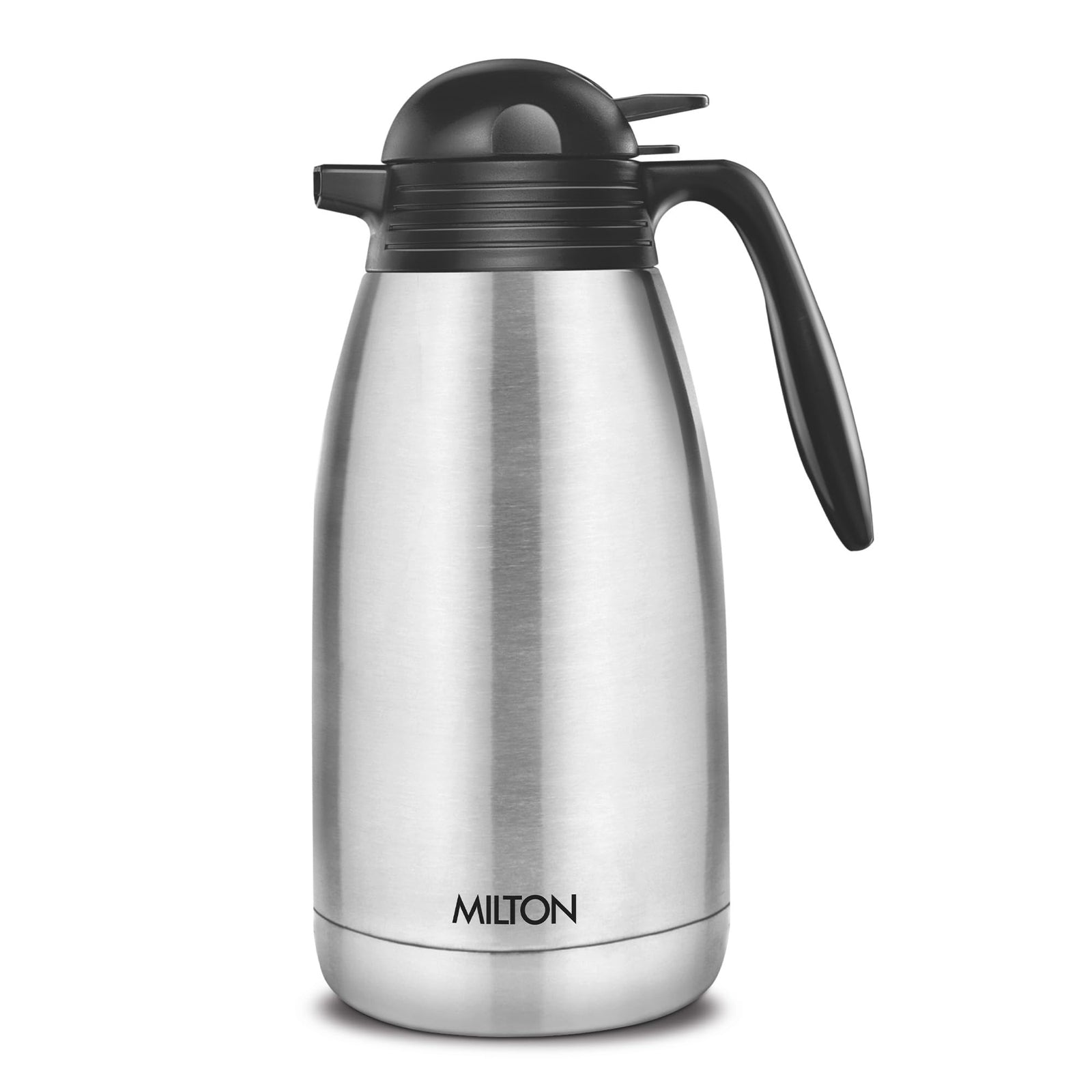 MILTON 2000ml Vacuum Insulated Tea/Coffee Pot with Press Lid, Keeps Drinks Hot and Cold for 24 Hours, 18/8 Stainless Steel Carafe, Double-Walled Flask with Inner Copper Coating - Classic - Silver