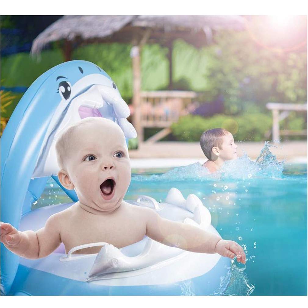 AM ANNA Baby Pool Float Swimming Float with Canopy Inflatable Floatie Swim Ring for Kids Aged 6-36 Months