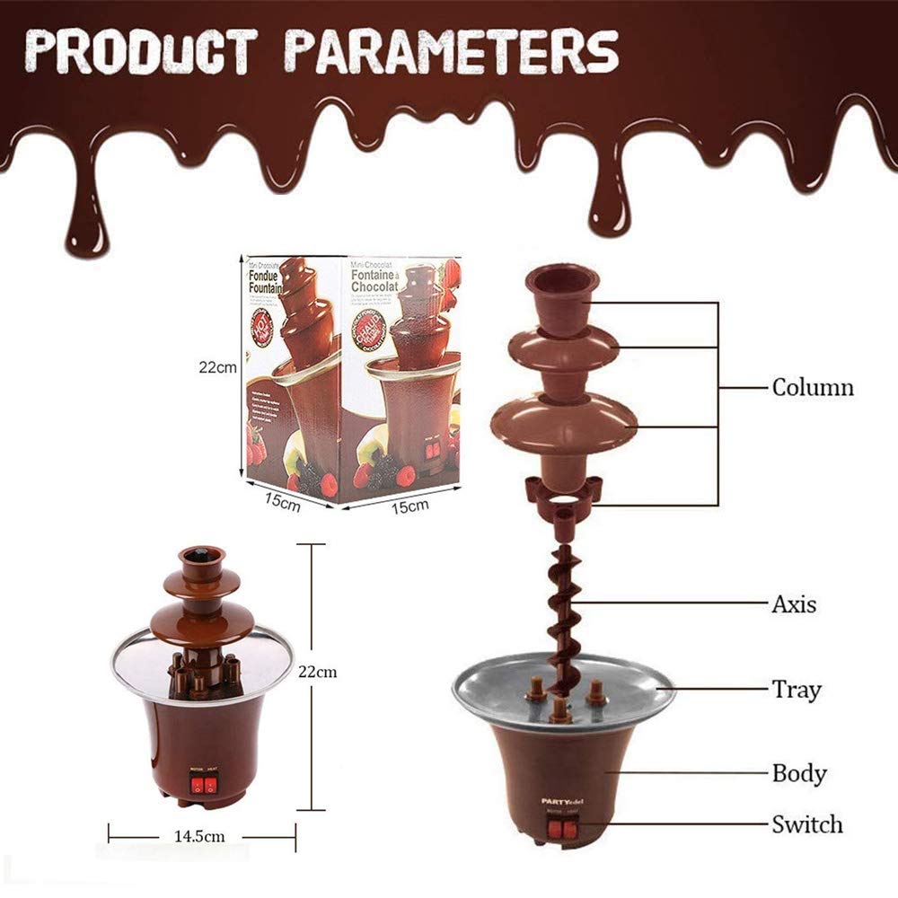 New Mini Chocolate Fountain Three Layers Creative Design Chocolate Melt With Heating Fondue Machine DIY Mini Waterfall Hotpot