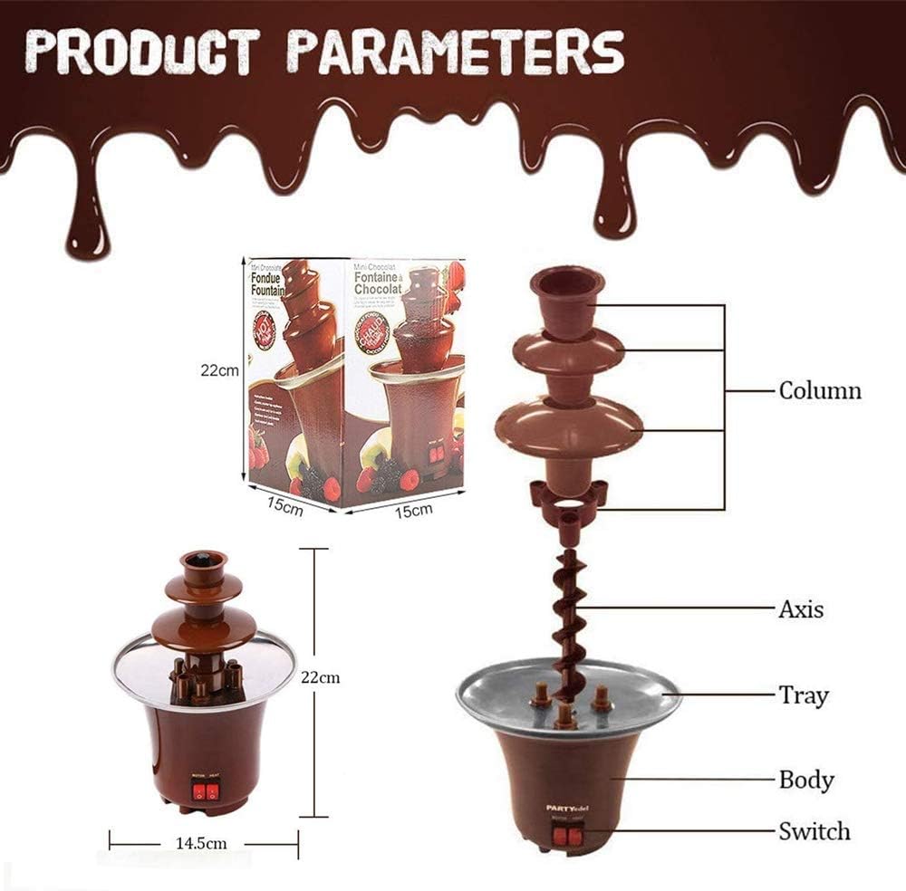 New Mini Chocolate Fountain Three Layers Creative Design Chocolate Melt With Heating Fondue Machine DIY Mini Waterfall Hotpot